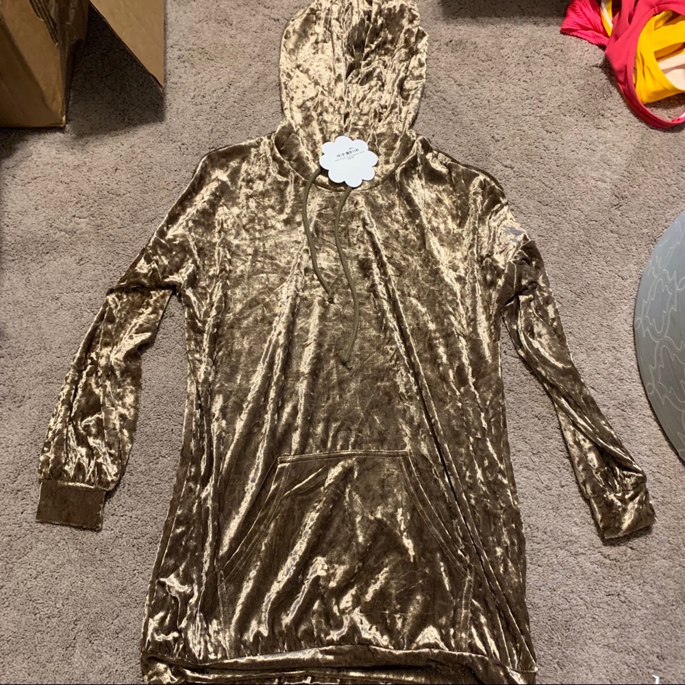 Taupe Velvet Hoodie Dress